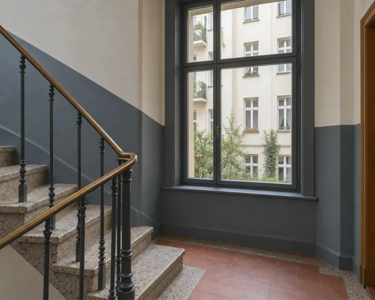 Staircase with a window onto the courtyard in a Berlin period apartment building